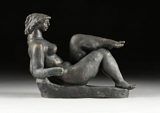 JENO KERENYI (Hungarian 1908-1975) AN EROTIC SCULPTURE, "Reclining Nude," 1961,