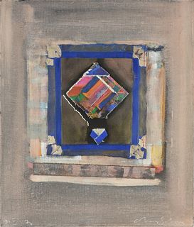 CHARLES SCHORRE (American/Texas 1925-1996) A PAINTING, "Quadrangle,"