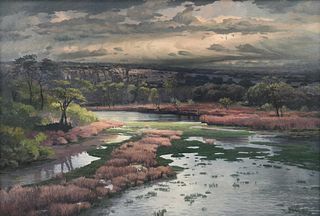 DAVID CATON (American/Texas b. 1955) A PAINTING, "Llano River," 1994,