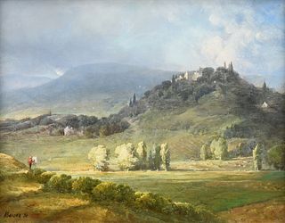 ROBERT MAIONE (American 1932-1987) A PAINTING, "Monte Melino, Umbria," 1980,