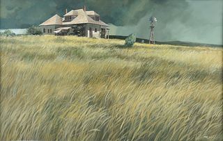 JAMES ROBINSON (American/Texas 1944-2015) A PAINTING, "Pending Storm," 1972,