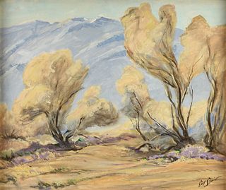 CARL SCHMIDT (American 1885-1969) A PAINTING, "Mountain and Desert Landscape," 20TH CENTURY,