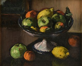 ANTOINE VILLARD (French 1867-1934) A PAINTING, "Lemons and Apples Still Life,"