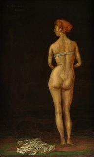 EVERETT SHINN (American 1876-1953) A PAINTING, "A Nude," 20TH CENTURY,