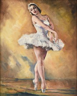 PAL FRIED (Hungarian/American 1893-1976) A PAINTING, "Ballerina in White,"