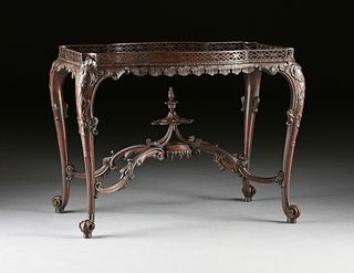 A GEORGE II ROSEWOOD TOPPED AND CARVED MAHOGANY SILVER TABLE, LONDON, MID 18TH CENTURY,     