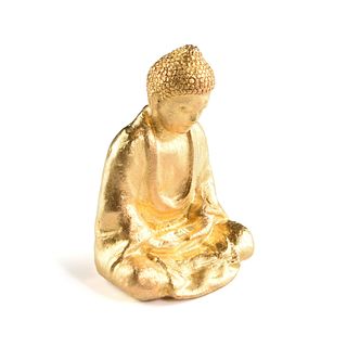 A CHINESE 22K YELLOW GOLD REPOUSSÉ AMITABHA CELESTIAL SMALL BUDDHA, INSCRIBED, PROBABLY QING DYNASTY (1644-1912),