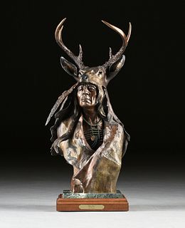 KEN PAYNE (American 1938-2012) A SCULPTURE, "Many Deer," 1995,