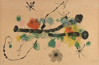 JOAN MIRÓ (Spanish 1898-1983) A PRINT, "Untitled," SIGNED, 1970s,