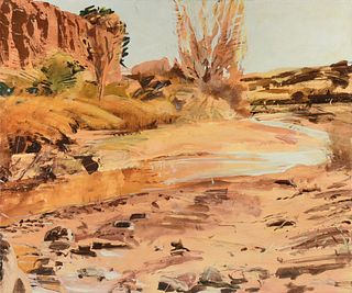 FORREST LEE MOSES (American 1934-2021) A PAINTING, "Desert Water at Abiquiu #1," 1978,