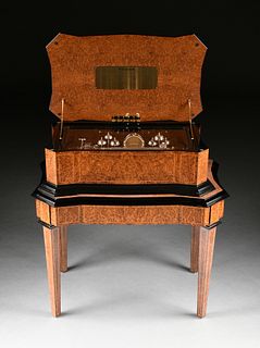 A REUGE 1865 “FIRENZE” 144 NOTE AND THIRTY-TWO MELODY BURLED AMBOYNA MECHANICAL CYLINDER MUSIC BOX ON STAND, LIMITED SERIES 8/24, AXA.14.8047.000, CAR
