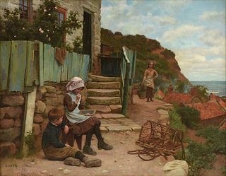 CHARLES HAIGH-WOOD (British 1856-1927) A PAINTING, "Summer Afternoon," 1887,
