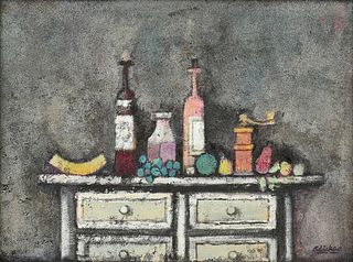 DAVID ADICKES (American/Texas b. 1927) A PAINTING, "Chest with Still Life," 2009,