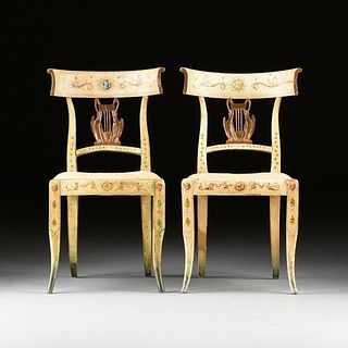 A PAIR OF PAINTED ITALIAN SIDE CHAIRS, LATE 18TH CENTURY,