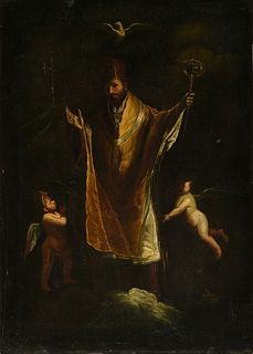 manner of SEBASTIANO RICCI (Italian 1659-1734) A PAINTING, "Saint Receiving the Holy Spirit," 19TH CENTURY,