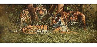 GARY ROBERT SWANSON (American 1941-2010) A PAINTING, "Jungle Majesty," 1973,