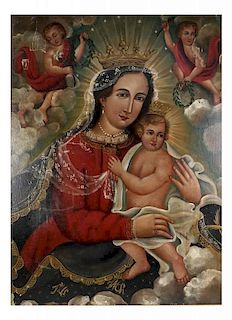 Mexican Retablo of the Mother and Child