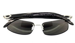 Cartier CT0046S 001 Men's Sunglasses Silver & Genuine Horn