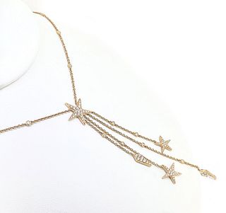 Rose Gold & Diamonds 18k Stars&Drops Necklace