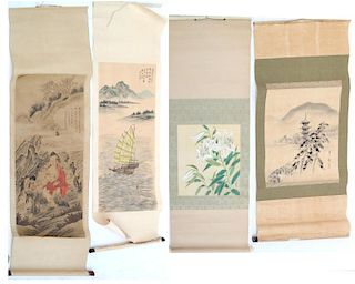 Lot of 4 Chinese Scroll Paintings