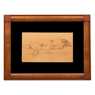 ARMANDO GARCÍA NÚÑEZ ( México, 1883-1965) Desnudo femenino Firmado Enmarcado Detalles de conservación 20 x 34 cm