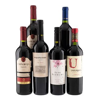Lote de Vinos Tintos de Chile, Argentina y España. Crin Roja. En presentaciones de 750 ml. Total de piezas: 6.