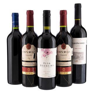 Lote de Vinos Tintos de Argentina, España y Chile. Pequeña Vasija. En presentaciones de 750 ml. Total de piezas: 5.