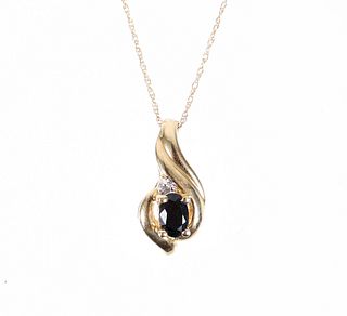 10K Sapphire Pendant Aurafin Necklace