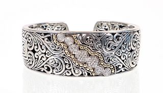 Silver 18K Diamond Effy Cuff Bracelet