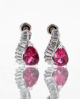 Platinum Pink Tourmaline Diamond Earrings