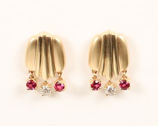 14K Diamond Pink Tourmaline Earrings