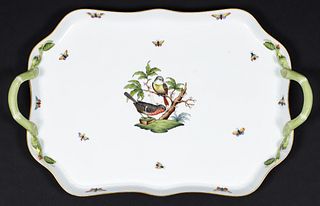 Herend Porcelain Rothschild Bird Rectangular Tray