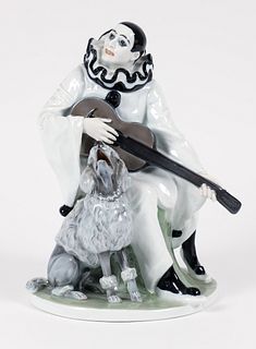 Rosenthal Porcelain Figure Pierrot with a Poodle