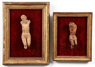 Pair c.18th century Carved Wooden Figures of Christ
