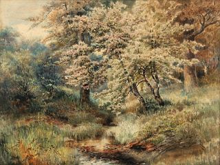 Edmund H. Osthaus 1890 watercolor Idyllic Landscape 