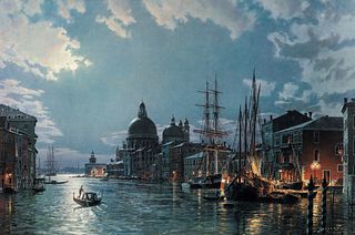 John Stobart signed print Venice Grand Canal 1870