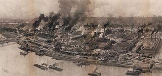 Rare 1890s Photogravure Jones Laughlin Steel Pittsburgh