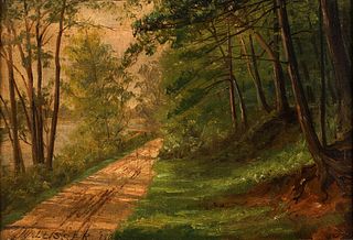 Martin Leisser Path in the Woods 1905 Oil Ptg