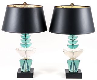 Pair of Mid Century Modern Plexiglass Lamps 