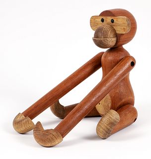 Kay Bojesen Style Articulated Wooden Monkey Large
