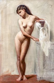 PORTRAIT OF A NUDE GIRL WOMAN NAKED OIL PAINTING