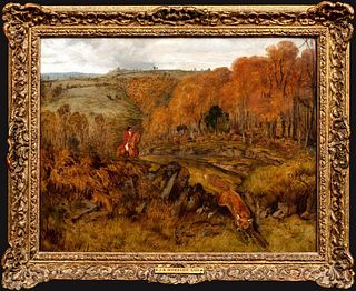 FOX HUNT HUNTING LANDSCAPE OIL PAINTING