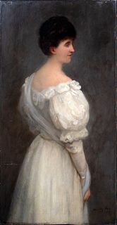 EDWARDIAN PORTRAIT OF A LADY OIL PAINTING