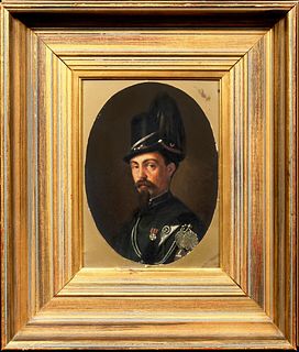 PORTRAIT OF OFFICER LONDON RIFLE BRIGADE, C.1870 OIL PAINTING