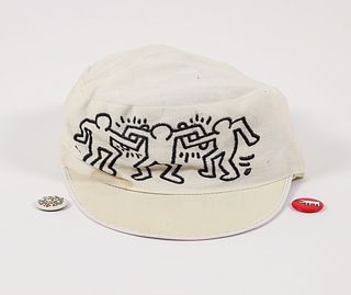 Keith Haring World Tour Cap and Buttons 1984
