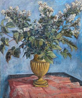 Max Kuehne oil White Flowers in an Urn
