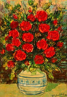 Rafael Ortega oil Still Life of Roses