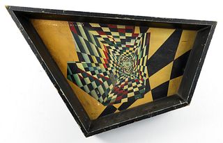Arthur Rudolf 1952 oil Surrealist Checkerboard Vortex
