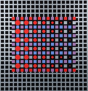 Victor Vasarely signed serigraph Zilver 1989