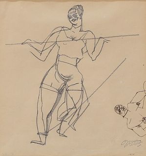 George Grosz Pencil and Pen & Ink Drawing